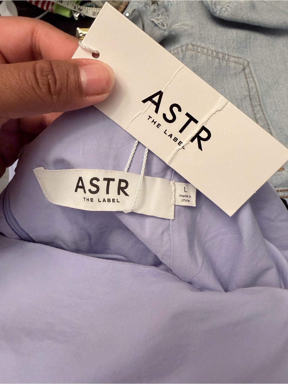 ASTR the Label Vinya Cotton Dress NWT in Lilac size Large - Picture 8 of 8